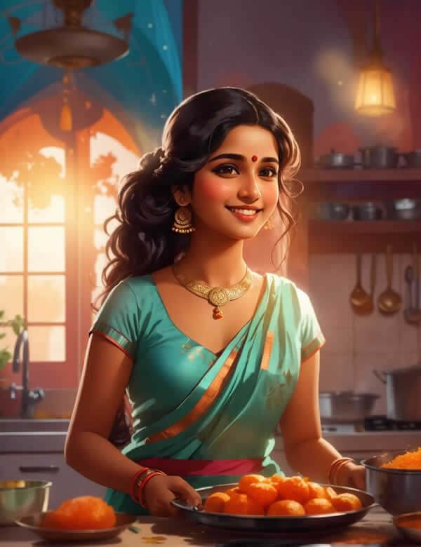 Lakshmi in kitchen - Hindi Love Story
